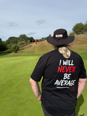 I WILL NEVER BE AVERAGE PAINTBRUSH T-SHIRT BLACK