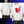 White t-shirt with a colorful broken heart design on the front and back, worn by a person.