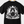 Black t-shirt with a cat holding a crystal ball design on a white background