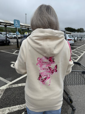 BREAST CANCER SURVIVOR Handle With Care Butterfly Zip Hoodie — Pink Edition