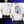 White t-shirt with a graphic design of a man and a mask on the front and back, worn by a person.