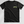 Black t-shirt with a colorful logo on a light gray background